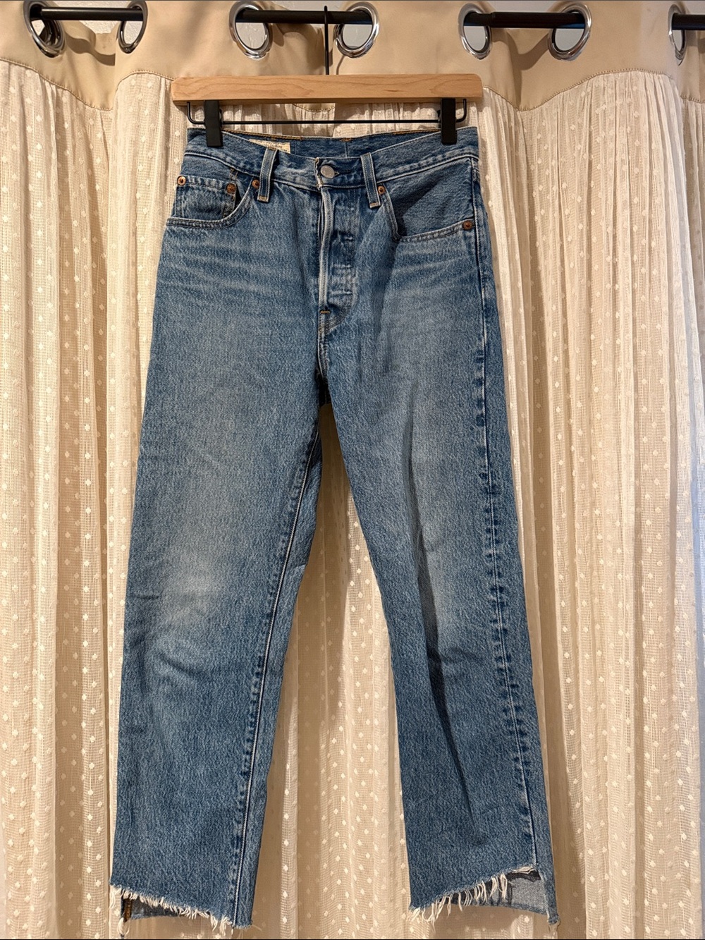 Levi's Medium Blue Cropped Straight Jeans
